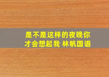 是不是这样的夜晚你才会想起我 林帆国语